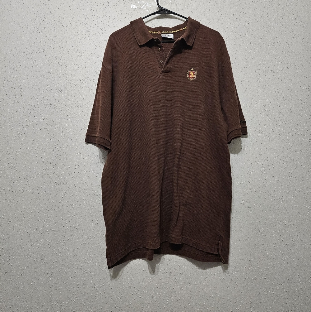 Walt Disney World Brown‎ Polo Shirt Adult L Crest Logo Vintage Style